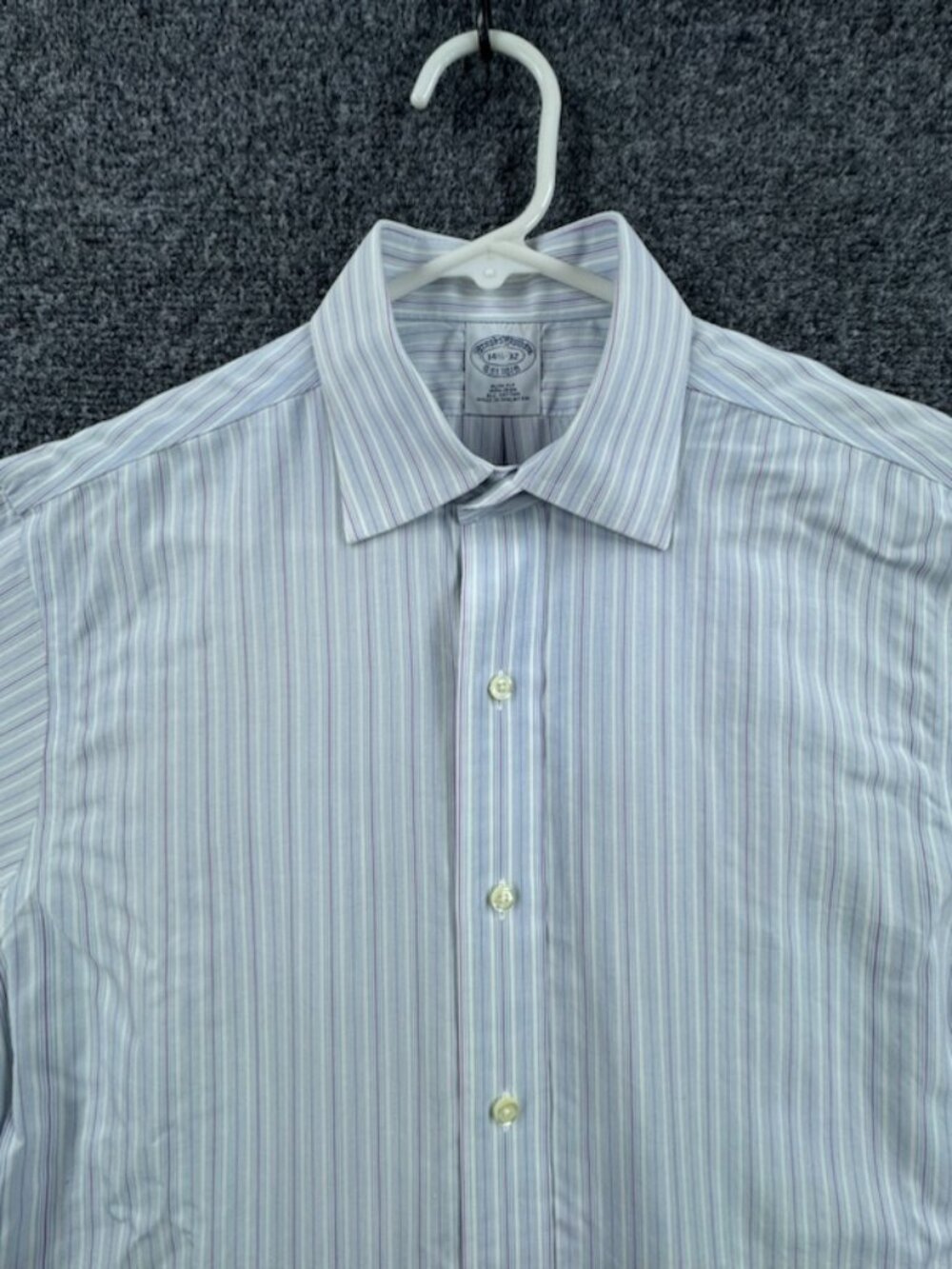 Brooks Brothers 14.5 32 Slim Purple Mens French Cuff Striped Non-Iron Shirt